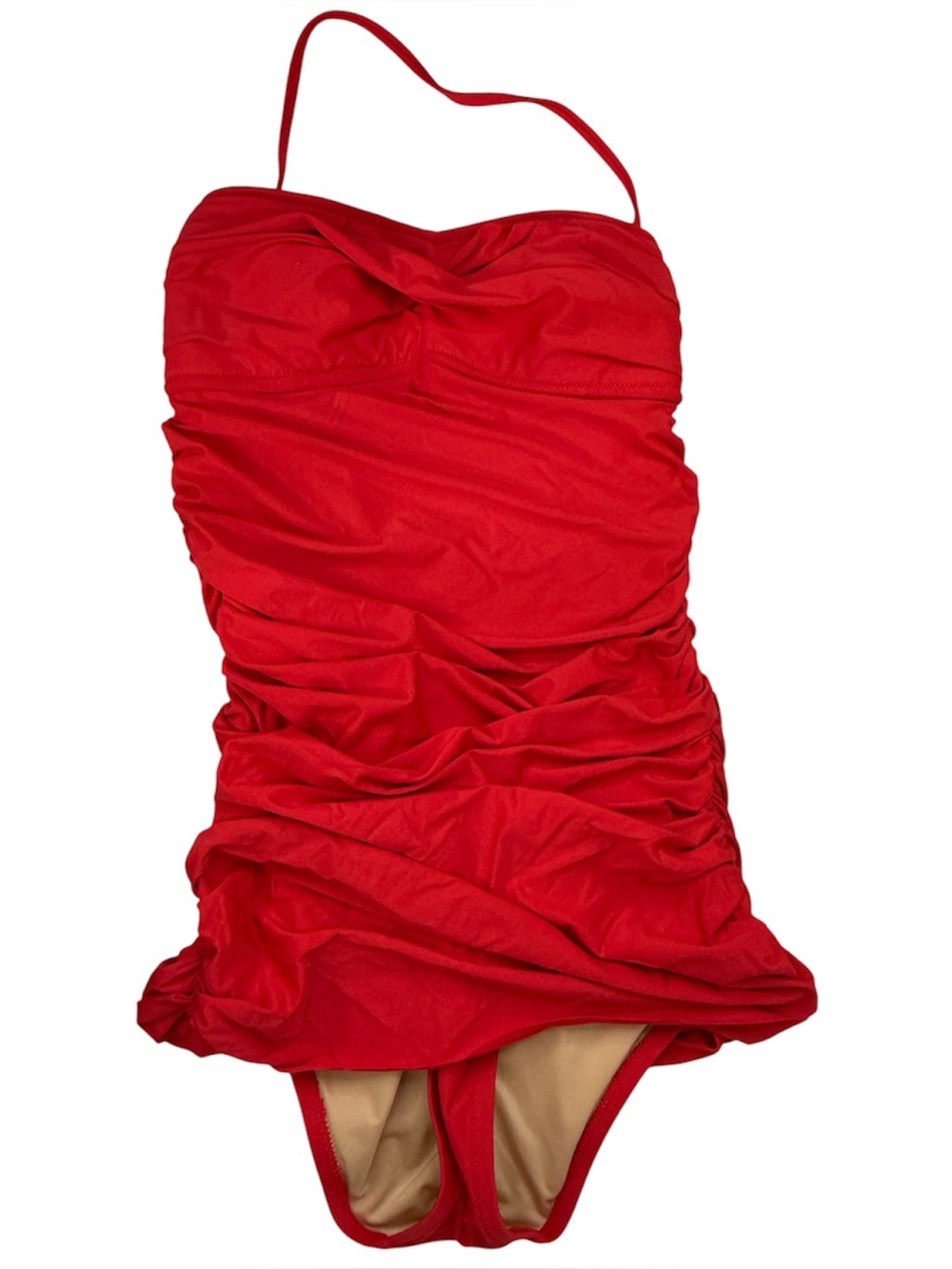 J. Crew Ruched Bandeau One-Piece Swimsuit Women’s Size 4 Red